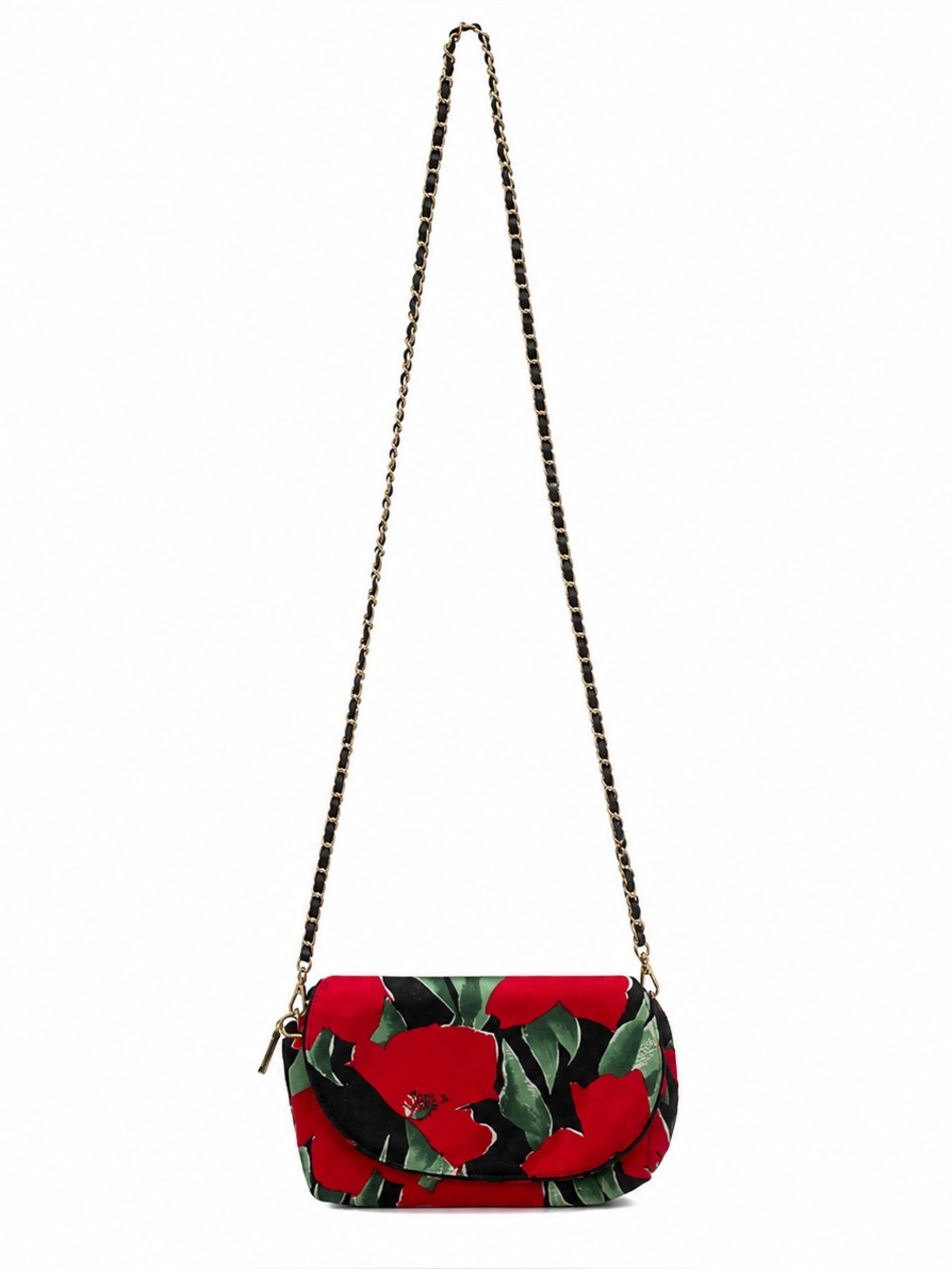 Christian Dior Vintage Women Floral Canvas Chain Strap Converted Crossbody Bag